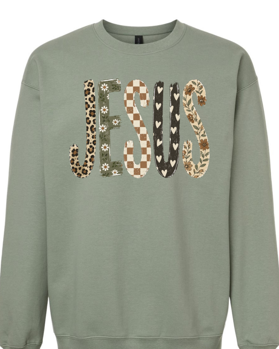 Jesus Patchwork  Crewneck