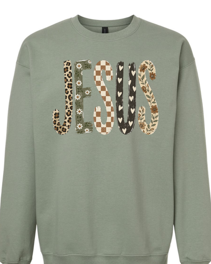 Jesus Patchwork  Crewneck