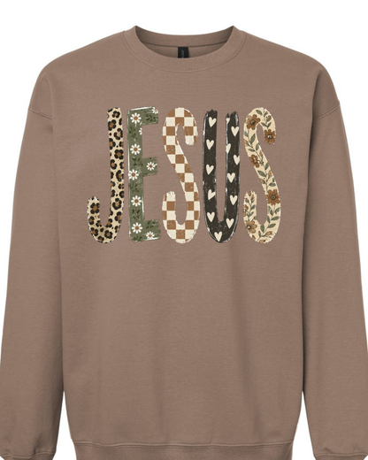 Jesus Patchwork  Crewneck