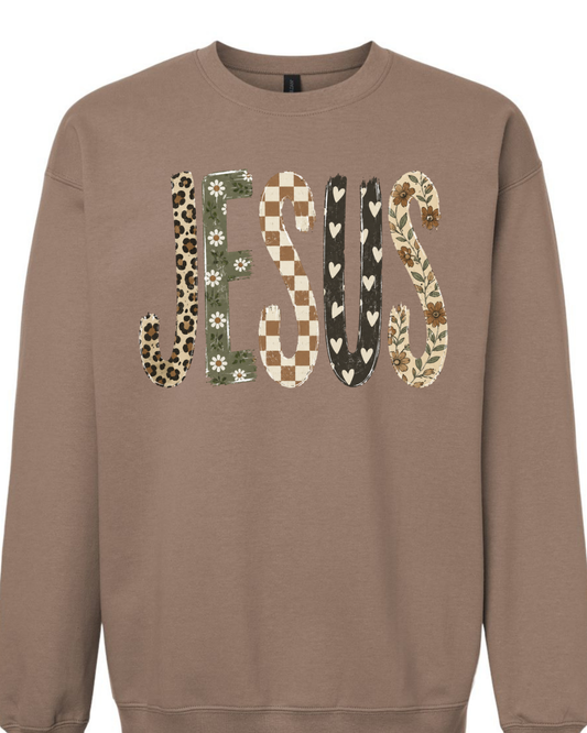 Jesus Patchwork  Crewneck