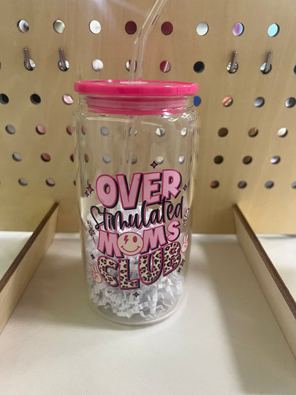 Glass Can Cup with Lid + Straw
